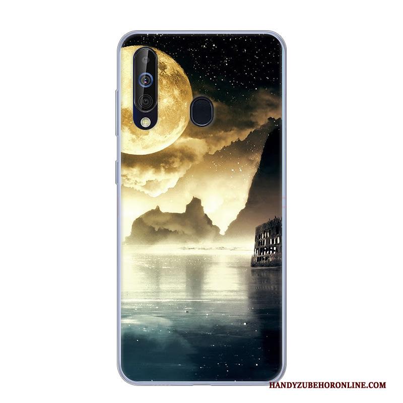 Samsung Galaxy A60 Siliconen Spotprent Zacht Hoes Anti-fall Groen Hoesje Telefoon