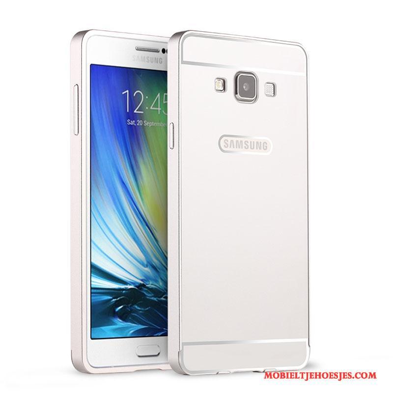 Samsung Galaxy A7 2015 Goud Omlijsting Nieuw Metaal Hoes Hoesje Telefoon Trend