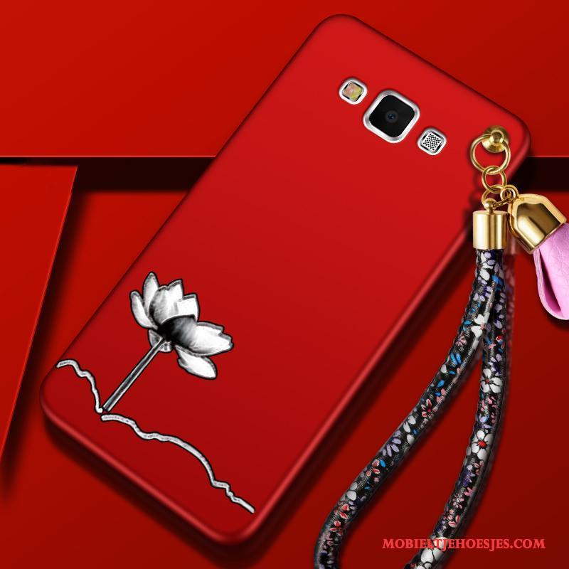 Samsung Galaxy A7 2015 Hanger Siliconen Anti-fall Rood All Inclusive Bescherming Hoesje Telefoon