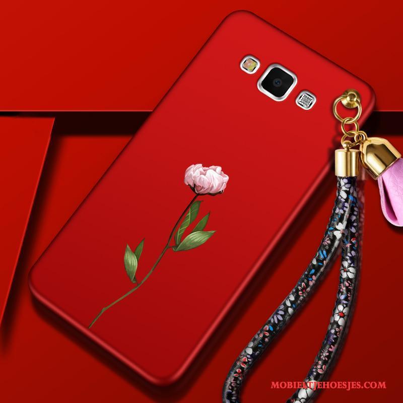 Samsung Galaxy A7 2015 Hanger Siliconen Anti-fall Rood All Inclusive Bescherming Hoesje Telefoon