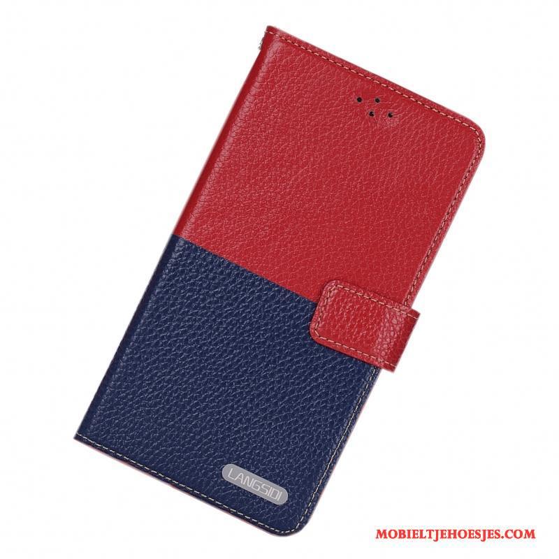 Samsung Galaxy A7 2015 Hoesje Leren Etui Blauw Folio Eenvoudige Anti-fall Hoes Siliconen