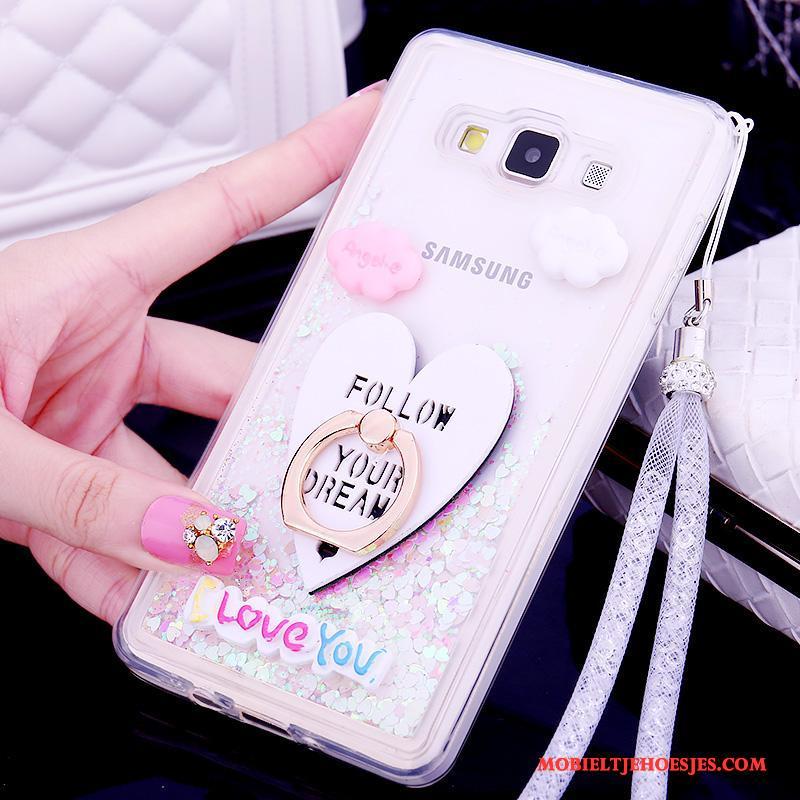 Samsung Galaxy A7 2015 Hoesje Mobiele Telefoon Hanger Bescherming Purper Siliconen Drijfzand Trend