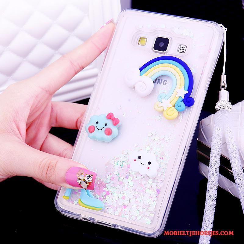 Samsung Galaxy A7 2015 Hoesje Mobiele Telefoon Hanger Bescherming Purper Siliconen Drijfzand Trend