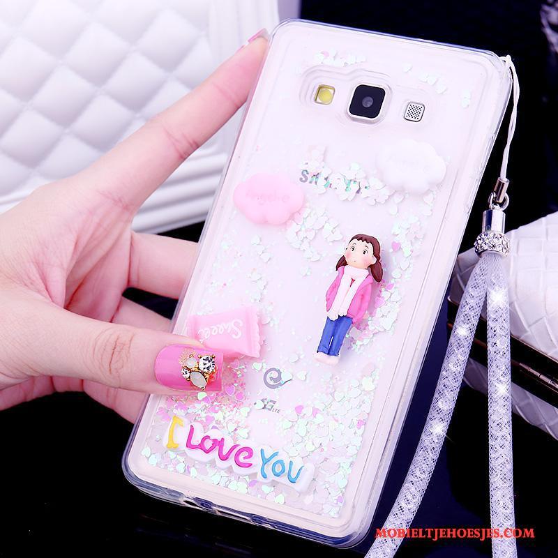 Samsung Galaxy A7 2015 Hoesje Mobiele Telefoon Hanger Bescherming Purper Siliconen Drijfzand Trend