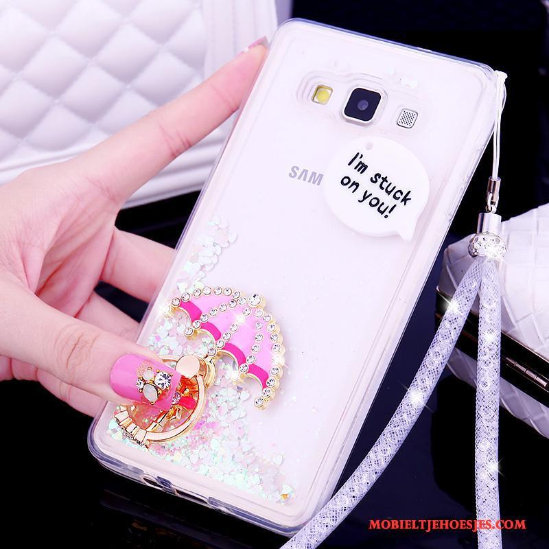 Samsung Galaxy A7 2015 Hoesje Mobiele Telefoon Hanger Bescherming Purper Siliconen Drijfzand Trend