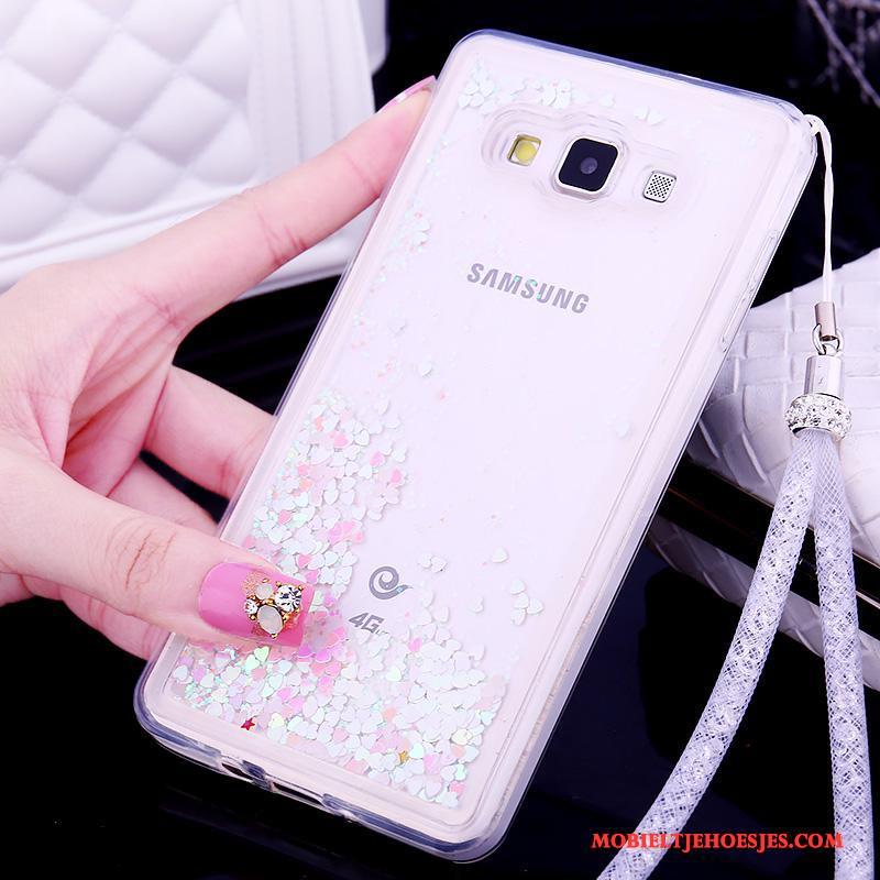 Samsung Galaxy A7 2015 Hoesje Mobiele Telefoon Hanger Bescherming Purper Siliconen Drijfzand Trend