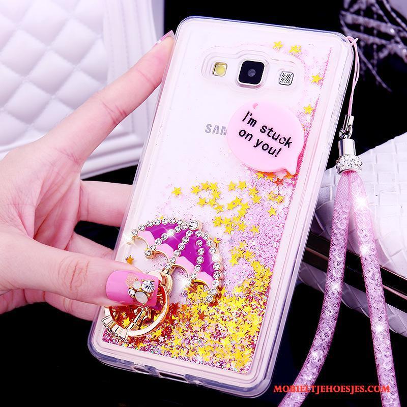 Samsung Galaxy A7 2015 Hoesje Mobiele Telefoon Hanger Bescherming Purper Siliconen Drijfzand Trend