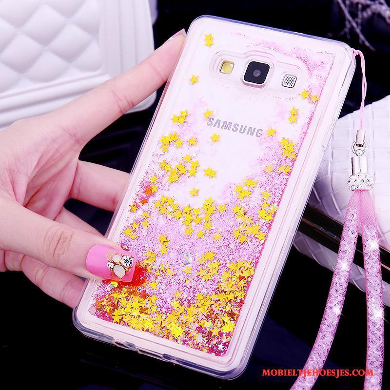 Samsung Galaxy A7 2015 Hoesje Mobiele Telefoon Hanger Bescherming Purper Siliconen Drijfzand Trend