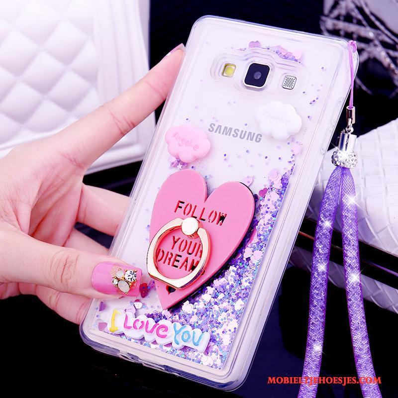 Samsung Galaxy A7 2015 Hoesje Mobiele Telefoon Hanger Bescherming Purper Siliconen Drijfzand Trend