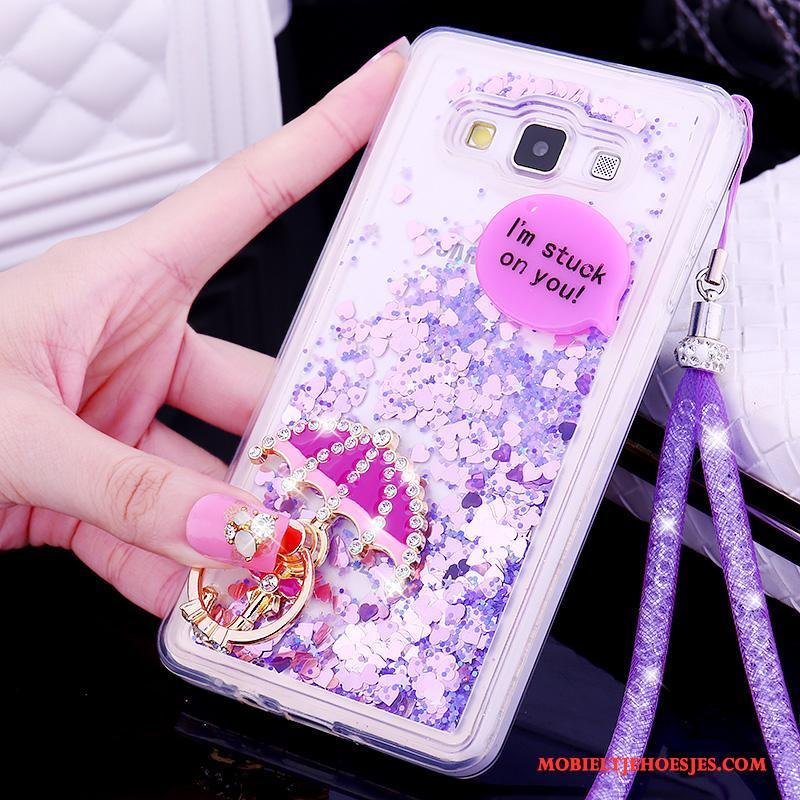 Samsung Galaxy A7 2015 Hoesje Mobiele Telefoon Hanger Bescherming Purper Siliconen Drijfzand Trend