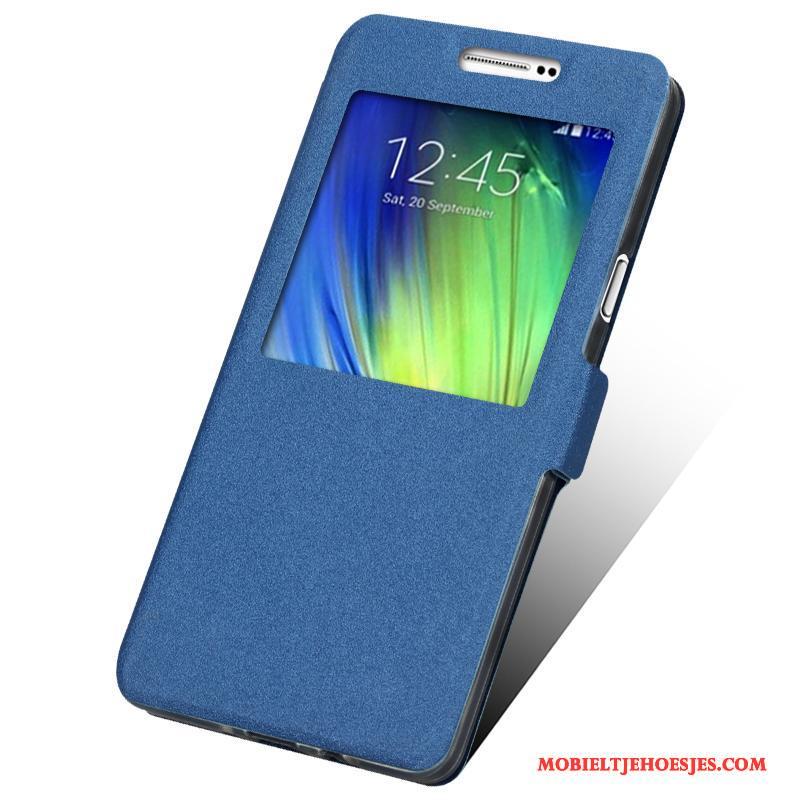 Samsung Galaxy A7 2015 Hoesje Telefoon Folio Siliconen Zacht Bescherming Goud Leren Etui