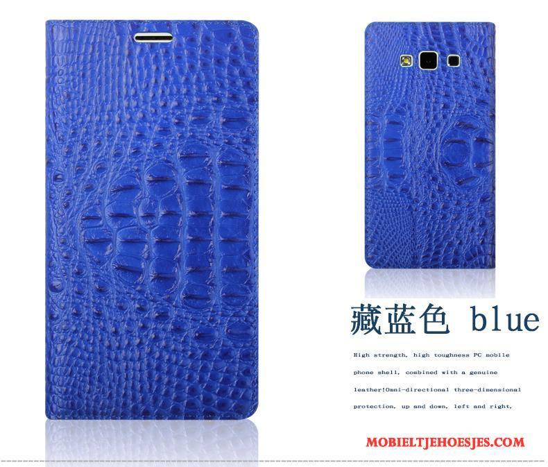 Samsung Galaxy A7 2015 Krokodillenleer Mobiele Telefoon Leren Etui Hoesje Telefoon Ster Rood Bescherming