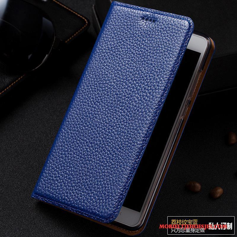 Samsung Galaxy A7 2015 Leren Etui Hoesje Telefoon Folio Bescherming Zwart Ster Echt Leer