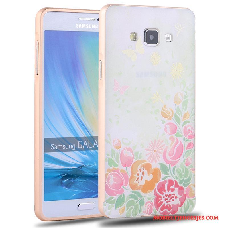 Samsung Galaxy A7 2015 Metaal Hoesje Telefoon Mooie Hard Trend Groen Spotprent