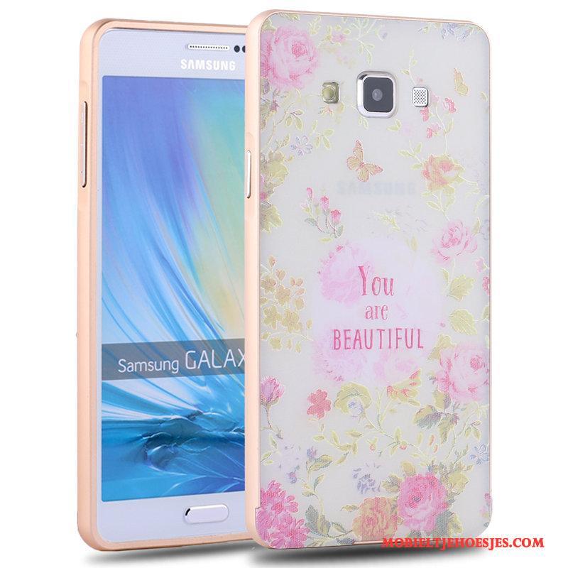 Samsung Galaxy A7 2015 Metaal Hoesje Telefoon Mooie Hard Trend Groen Spotprent