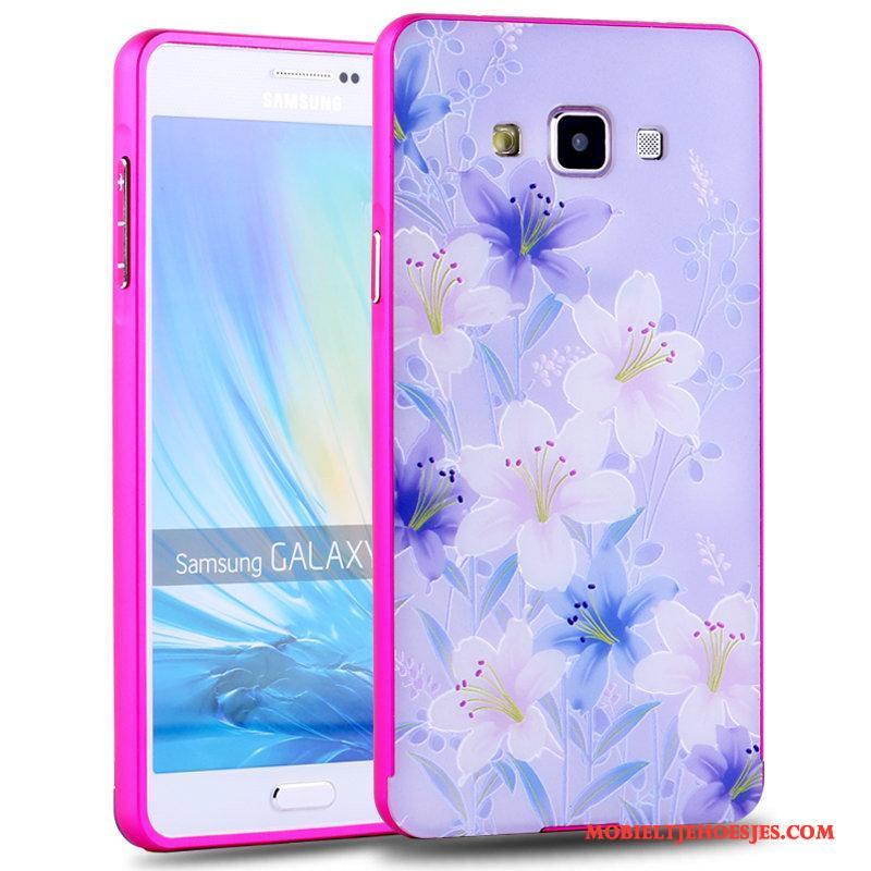 Samsung Galaxy A7 2015 Metaal Hoesje Telefoon Mooie Hard Trend Groen Spotprent