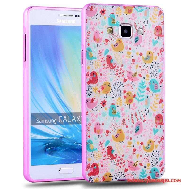 Samsung Galaxy A7 2015 Metaal Hoesje Telefoon Mooie Hard Trend Groen Spotprent