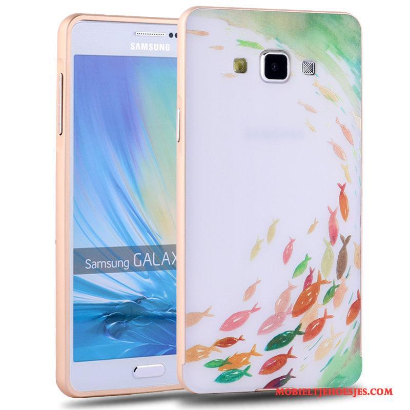 Samsung Galaxy A7 2015 Metaal Hoesje Telefoon Mooie Hard Trend Groen Spotprent