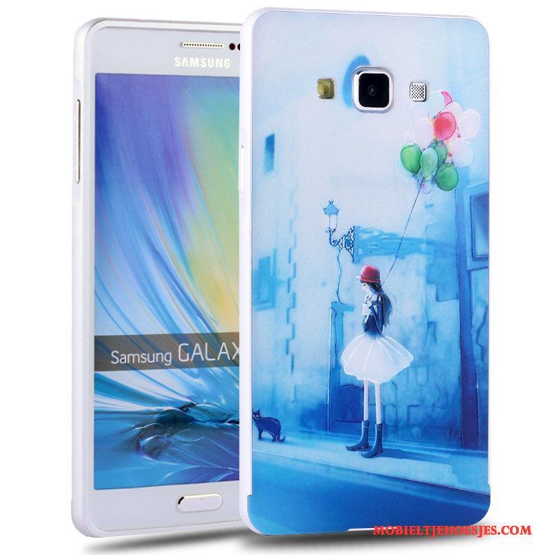 Samsung Galaxy A7 2015 Metaal Hoesje Telefoon Mooie Hard Trend Groen Spotprent