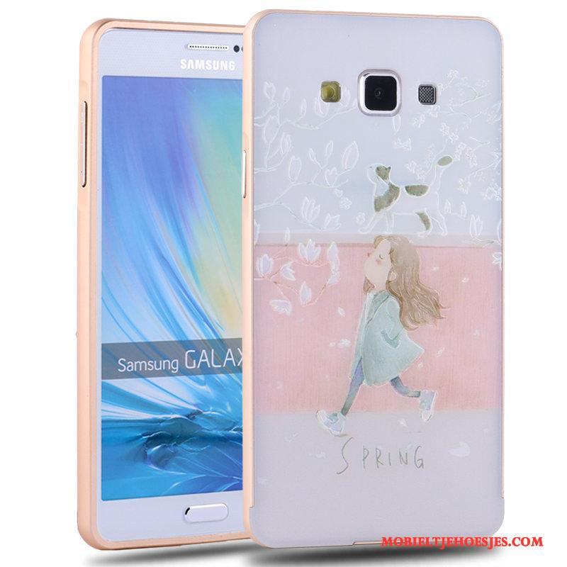 Samsung Galaxy A7 2015 Metaal Hoesje Telefoon Mooie Hard Trend Groen Spotprent