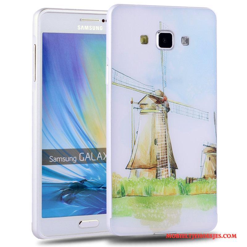 Samsung Galaxy A7 2015 Metaal Hoesje Telefoon Mooie Hard Trend Groen Spotprent