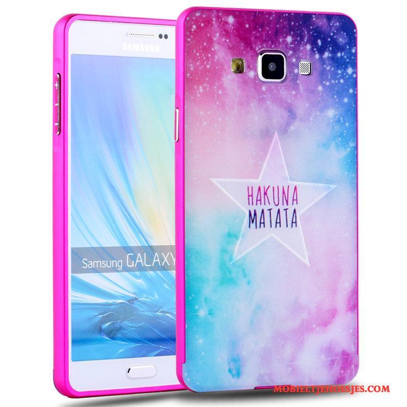 Samsung Galaxy A7 2015 Metaal Hoesje Telefoon Mooie Hard Trend Groen Spotprent