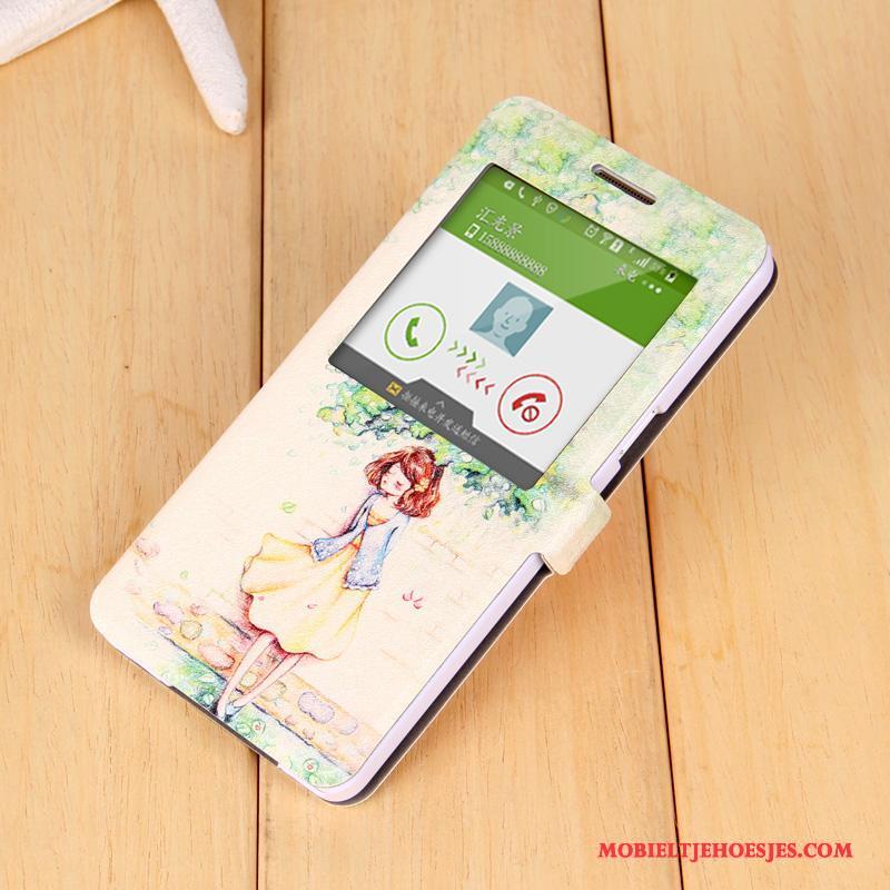 Samsung Galaxy A7 2015 Mobiele Telefoon Leren Etui Ster Purper Hoesje Telefoon Bescherming Folio