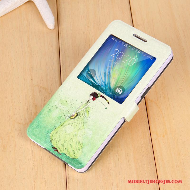 Samsung Galaxy A7 2015 Mobiele Telefoon Leren Etui Ster Purper Hoesje Telefoon Bescherming Folio