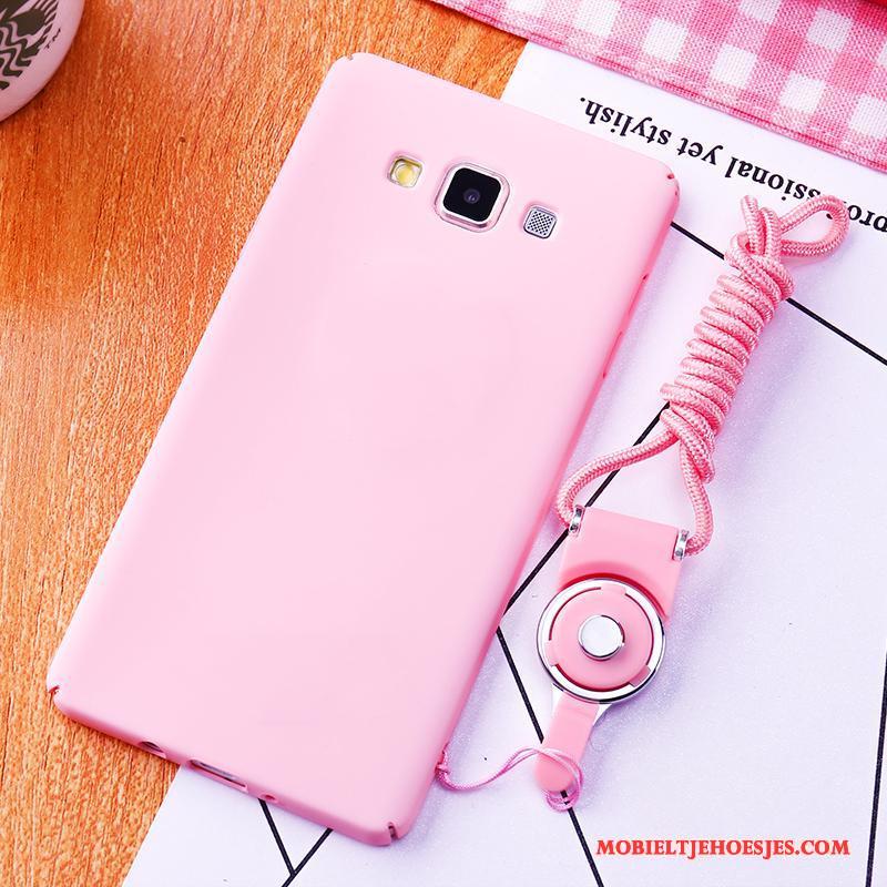 Samsung Galaxy A7 2015 Roze Hard Anti-fall Hanger Schrobben Hoes Hoesje Telefoon