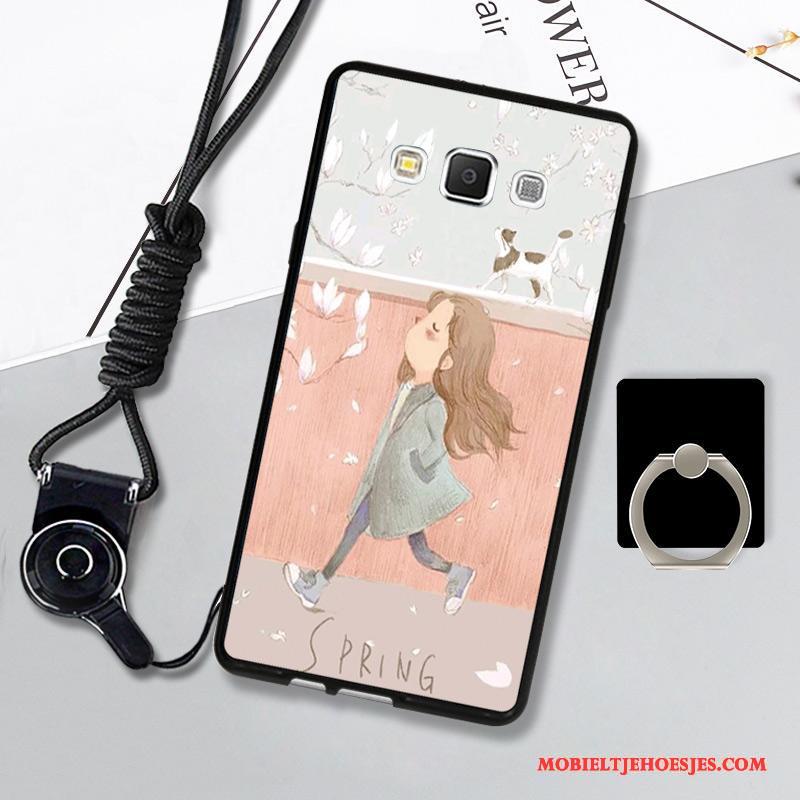 Samsung Galaxy A7 2015 Siliconen Hoes Bescherming Zacht Hoesje Telefoon Blauw Hanger