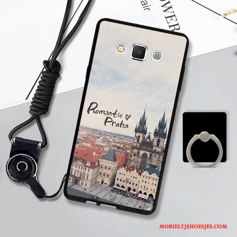 Samsung Galaxy A7 2015 Siliconen Hoes Bescherming Zacht Hoesje Telefoon Blauw Hanger