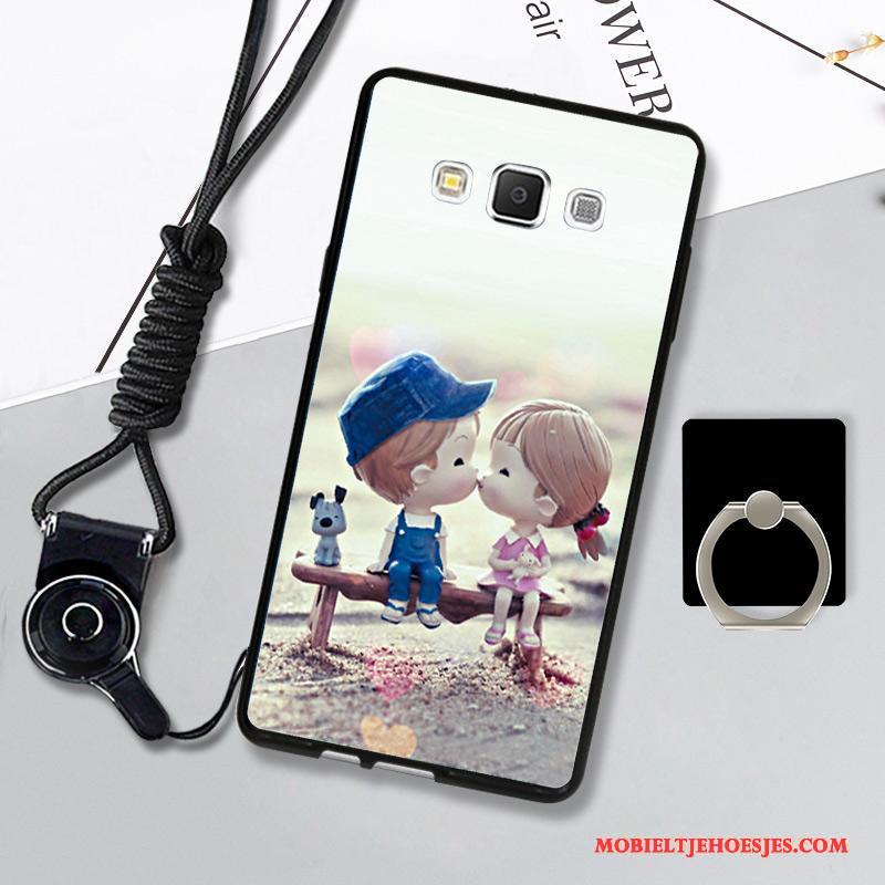 Samsung Galaxy A7 2015 Siliconen Hoes Bescherming Zacht Hoesje Telefoon Blauw Hanger