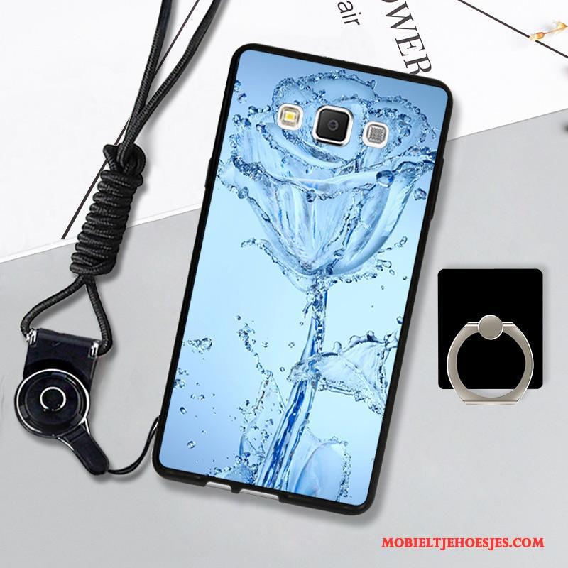 Samsung Galaxy A7 2015 Siliconen Hoes Bescherming Zacht Hoesje Telefoon Blauw Hanger