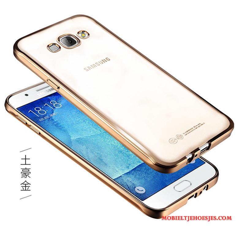 Samsung Galaxy A7 2015 Ster Anti-fall Zacht Siliconen Doorzichtig Zilver Hoesje Telefoon