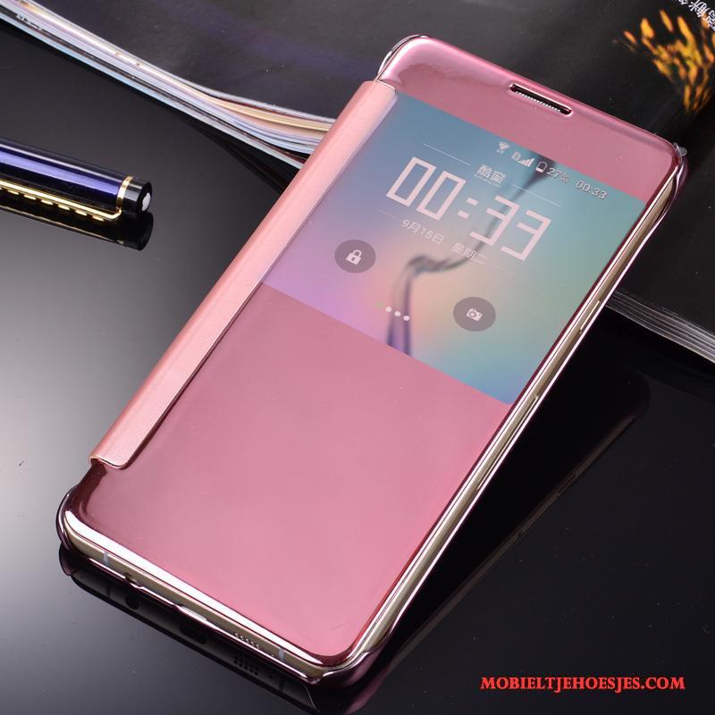 Samsung Galaxy A7 2015 Ster Hoes Hoesje Spiegel Blauw Folio Leren Etui