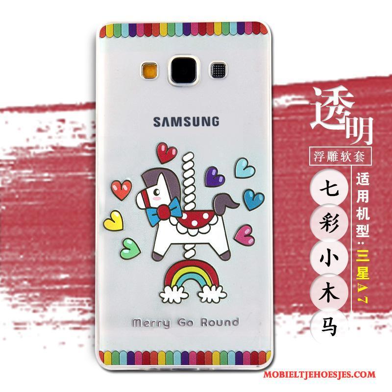 Samsung Galaxy A7 2015 Ster Hoesje Telefoon Siliconen Spotprent Reliëf Groen Mobiele Telefoon