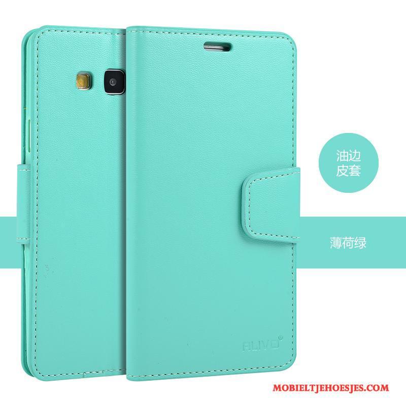 Samsung Galaxy A7 2015 Zacht Hoesje Telefoon Leren Etui Siliconen Groen Clamshell Mobiele Telefoon