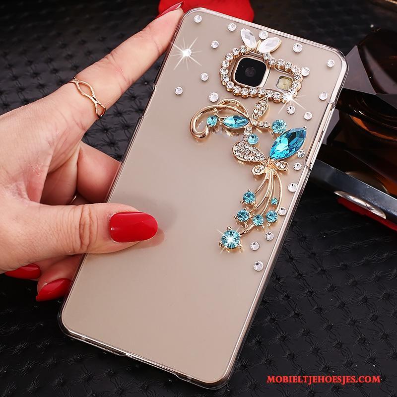 Samsung Galaxy A7 2016 Bescherming Met Strass Goud Ster Hoes Doorzichtig Hoesje Telefoon