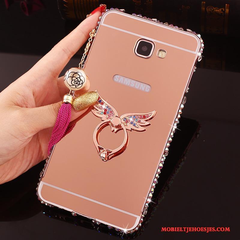 Samsung Galaxy A7 2016 Hoesje Telefoon Met Strass Rose Goud Achterklep Bescherming Metaal Ster