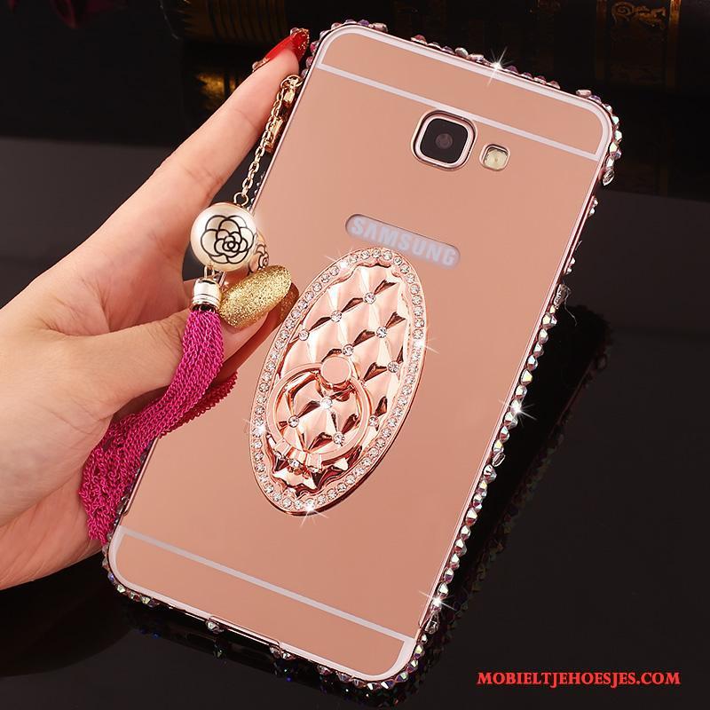 Samsung Galaxy A7 2016 Hoesje Telefoon Met Strass Rose Goud Achterklep Bescherming Metaal Ster