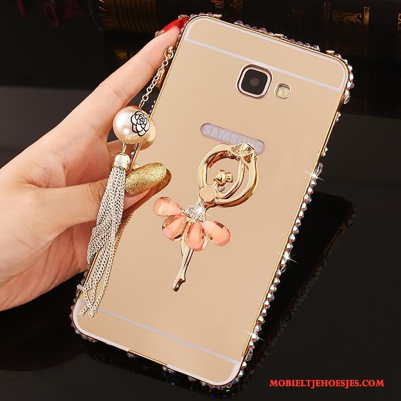 Samsung Galaxy A7 2016 Hoesje Telefoon Met Strass Rose Goud Achterklep Bescherming Metaal Ster