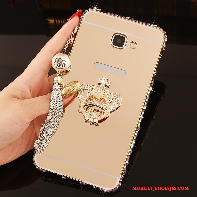 Samsung Galaxy A7 2016 Hoesje Telefoon Met Strass Rose Goud Achterklep Bescherming Metaal Ster