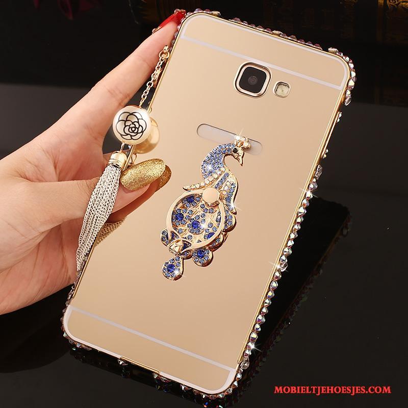 Samsung Galaxy A7 2016 Hoesje Telefoon Met Strass Rose Goud Achterklep Bescherming Metaal Ster