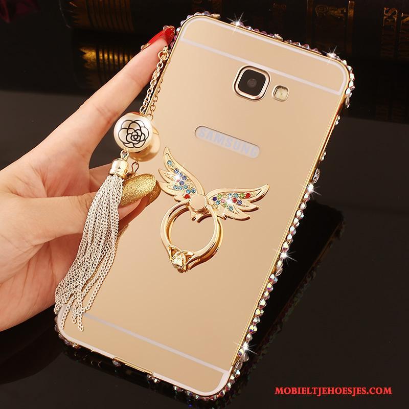 Samsung Galaxy A7 2016 Hoesje Telefoon Met Strass Rose Goud Achterklep Bescherming Metaal Ster