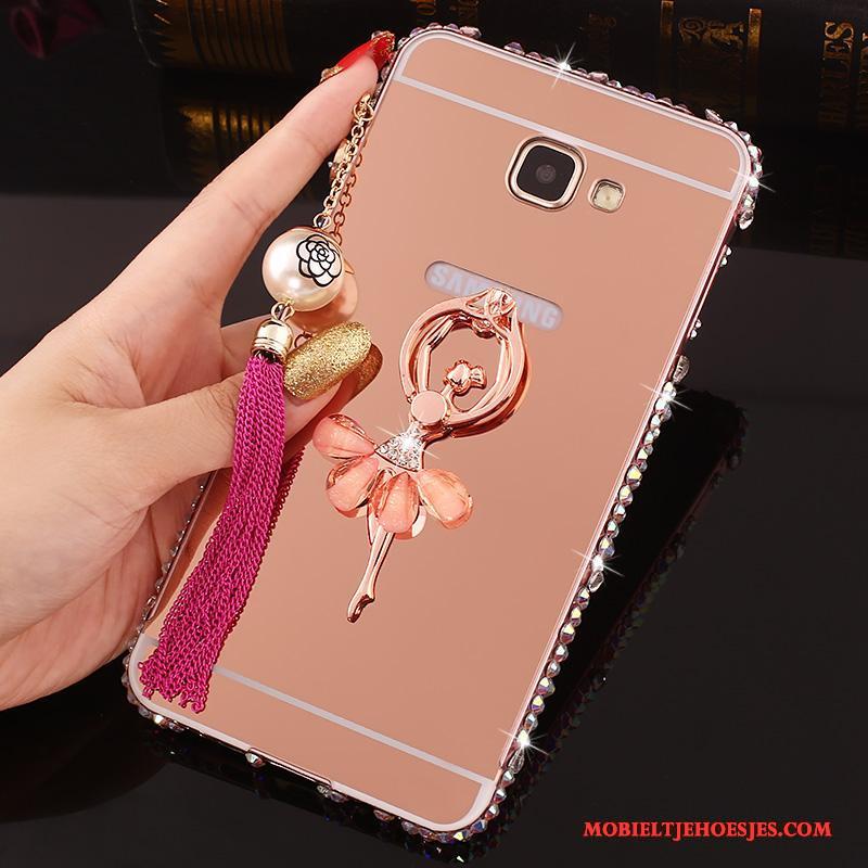 Samsung Galaxy A7 2016 Hoesje Telefoon Met Strass Rose Goud Achterklep Bescherming Metaal Ster