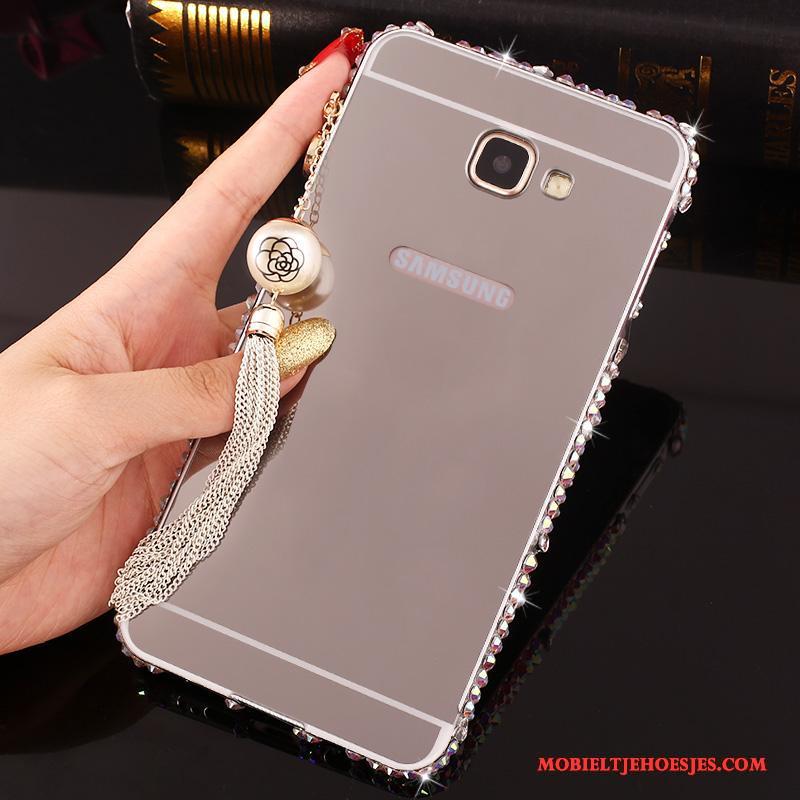 Samsung Galaxy A7 2016 Hoesje Telefoon Met Strass Rose Goud Achterklep Bescherming Metaal Ster