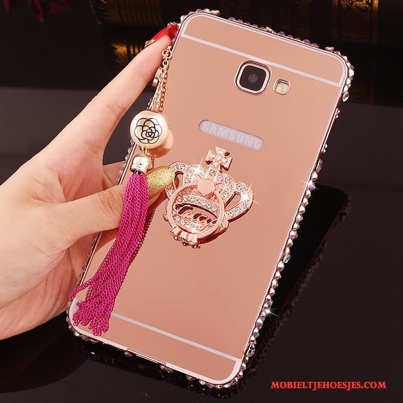 Samsung Galaxy A7 2016 Hoesje Telefoon Met Strass Rose Goud Achterklep Bescherming Metaal Ster