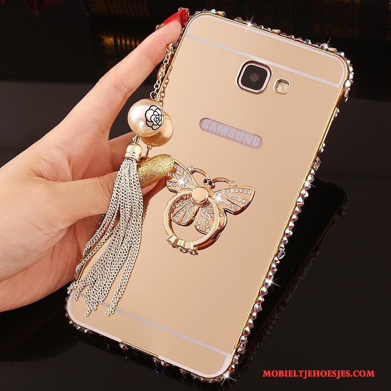 Samsung Galaxy A7 2016 Hoesje Telefoon Met Strass Rose Goud Achterklep Bescherming Metaal Ster