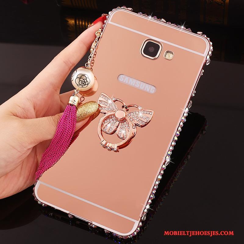 Samsung Galaxy A7 2016 Hoesje Telefoon Met Strass Rose Goud Achterklep Bescherming Metaal Ster