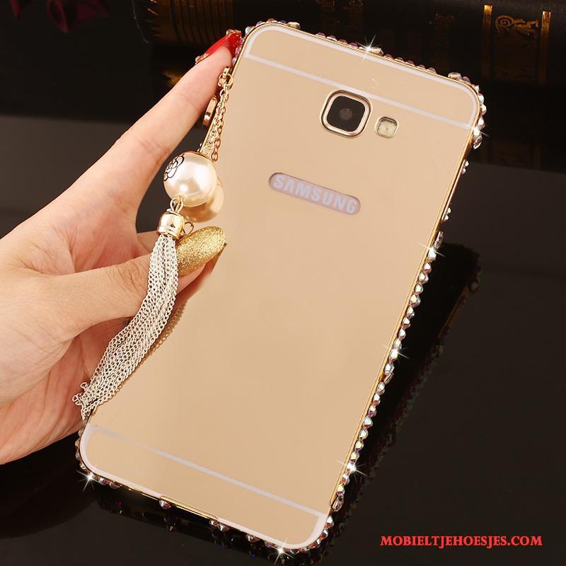 Samsung Galaxy A7 2016 Hoesje Telefoon Met Strass Rose Goud Achterklep Bescherming Metaal Ster